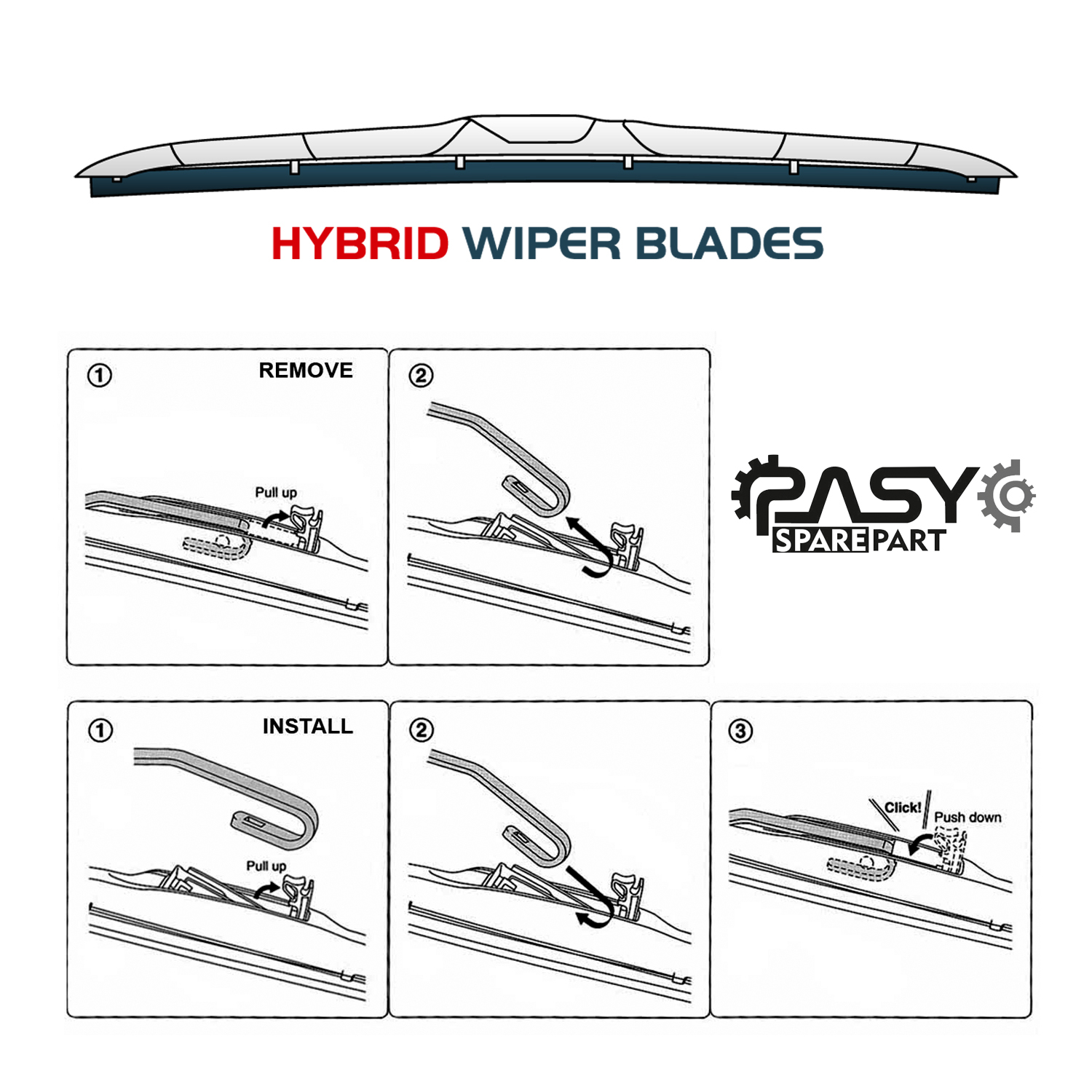تیغه برف پاککن پاسیکو مدل HYBRID PLUS مناسب برای پژو پارس بسته 2 عددی