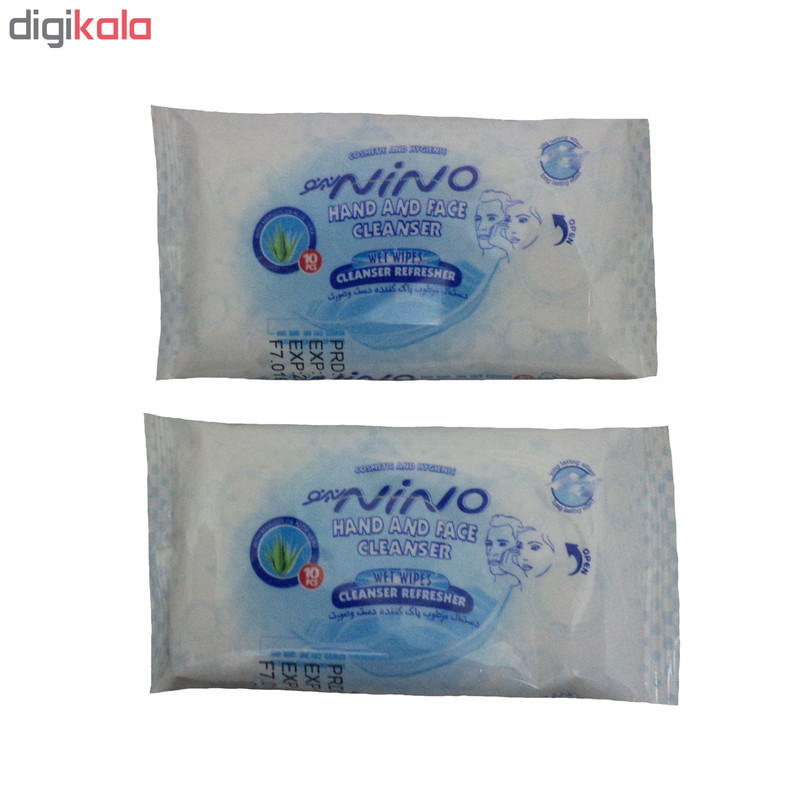 دستمال مرطوب پاک کننده نینو مدل N117 بسته دو عددی