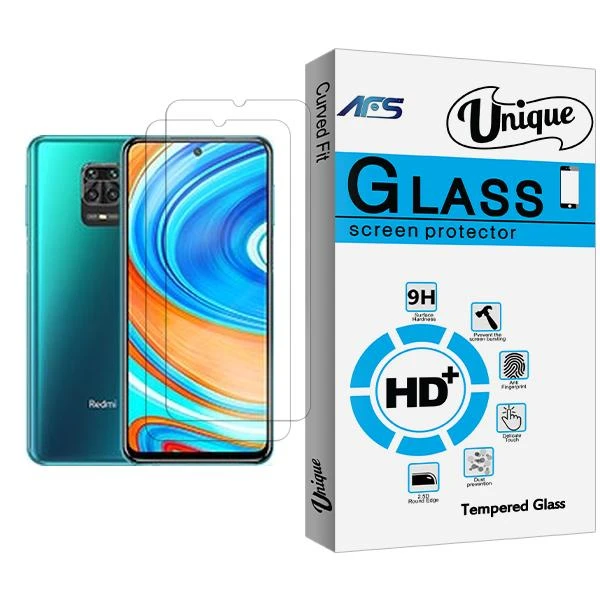 محافظ صفحه نمایش ای اف اس مدل Unique Glass MIX002 مناسب برای گوشی موبایل شیائومی Redmi Note 9 Pro Max بسته دو عددی