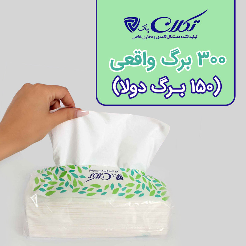 دستمال کاغذی 150 برگ تکلان پاک مدل بهار بسته 16 عددی