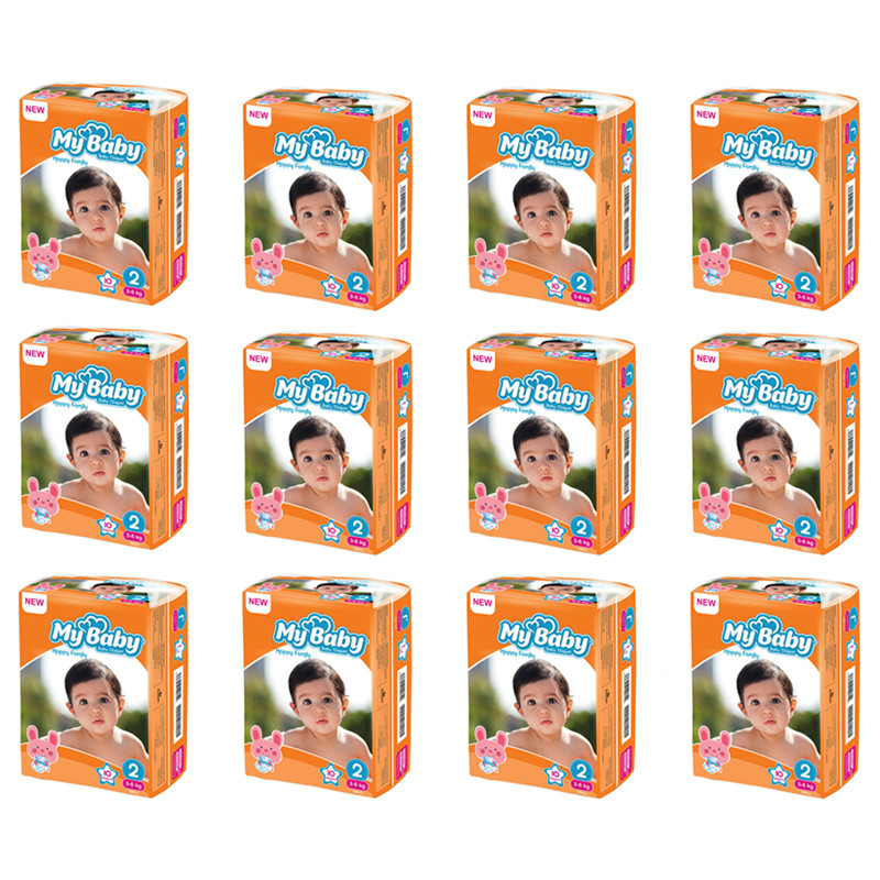 پوشک بچه مای بیبی مدل خانواده شاد سایز 2 دوازده بسته 10 عددی