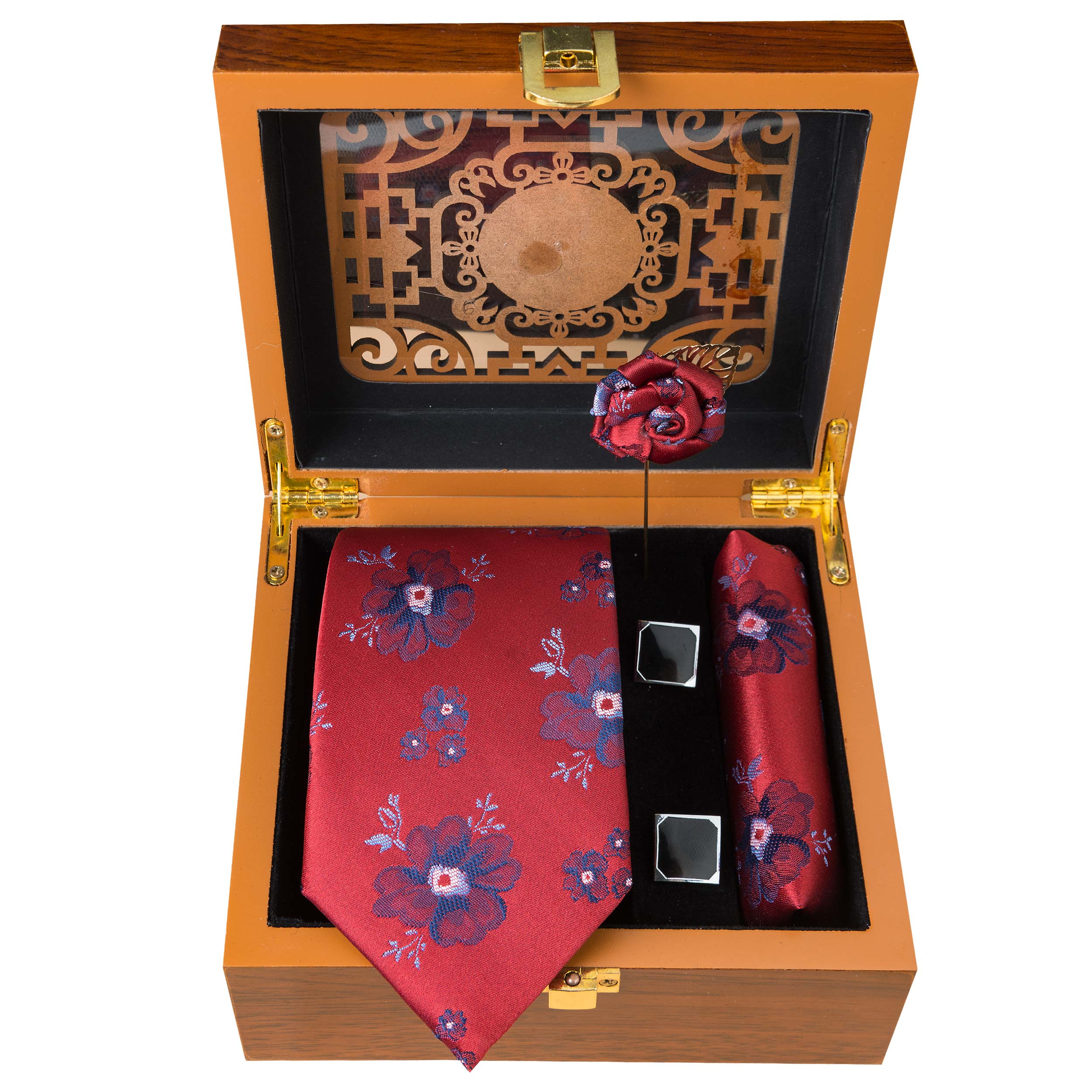 ست کراوات و دستمال جیب مردانه مدل GF-F343-BE-BOX