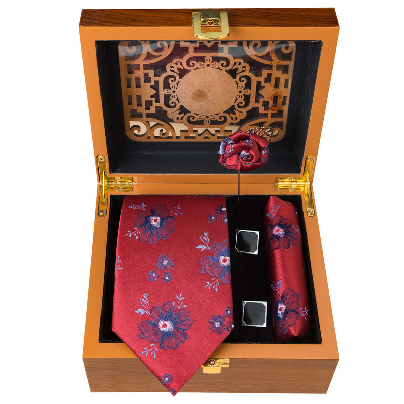 ست کراوات و دستمال جیب مردانه مدل GF-F343-BE-BOX