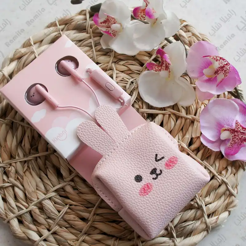 هندزفری طرح فانتزی خرگوش مدل KN-5265 به همراه کیف هندزفری