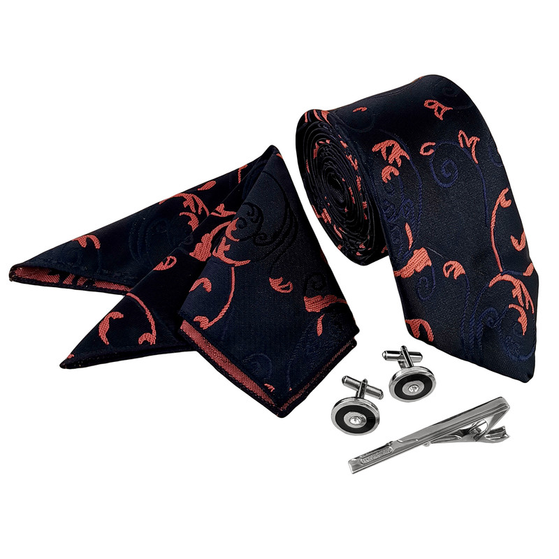 ست کراوات و دستمال جیب و دکمه سردست و گیره کراوات مردانه مدل 531