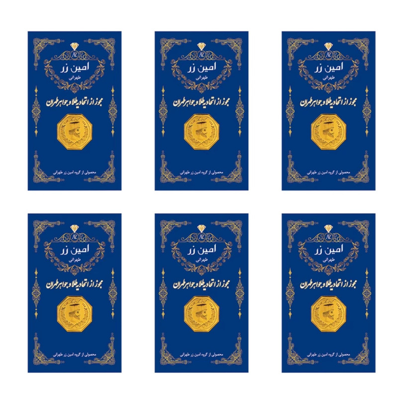 شمش طلا 18 عیار مدل امین زر بسته 6 عددی
