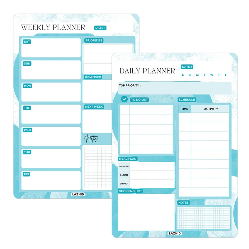 تخته وایت برد لاژید طرح پلنر روزانه و هفتگی مدل آهنربایی سایز 20X30 سانتیمتر مجموعه 2 عددی