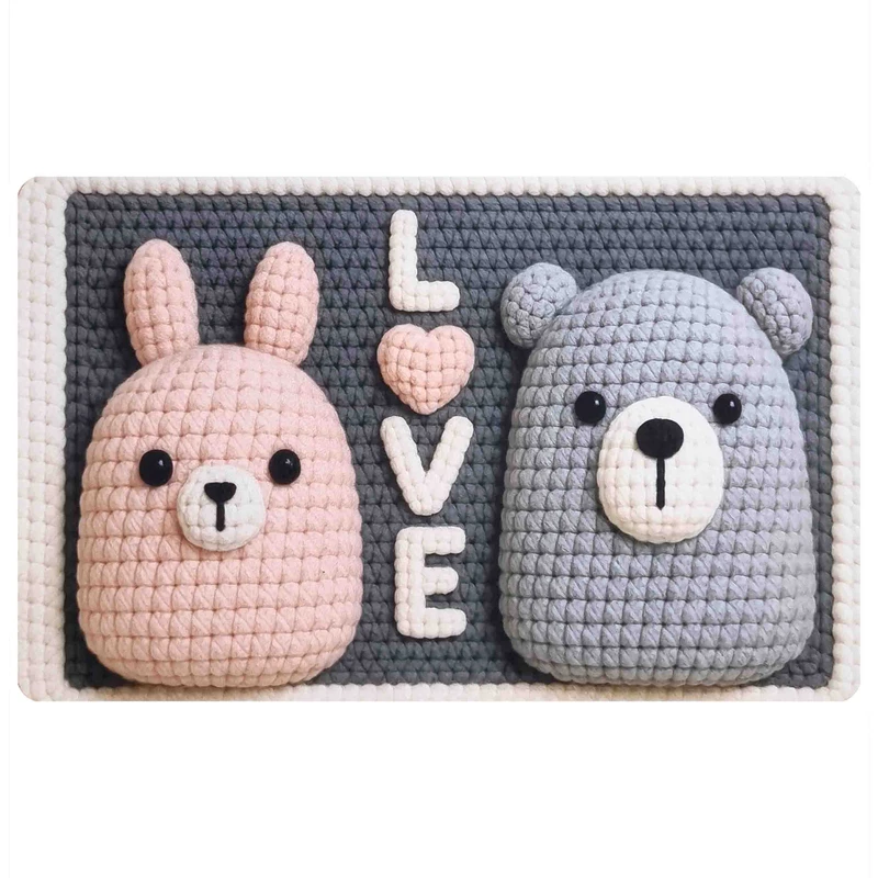 پادری مدل مخمل اسپرت طرح فانتزی خرگوش  SP-105  سایز 70x50 سانتی‌متر مناسب برای فضای داخلی