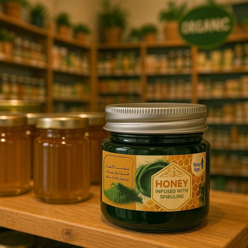 عکس شماره 3 : عسل طبیعی ممتاز غنی شده با اسپیرولینا نوتروآلگ-200 گرم