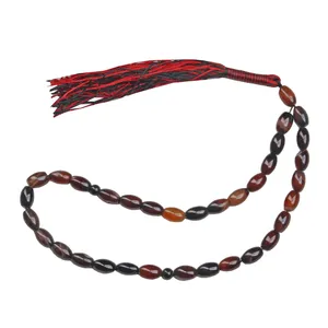 تسبیح مدل سنگ عقیق طبیعی تراش دانه هلی 33 دانه کد T_468