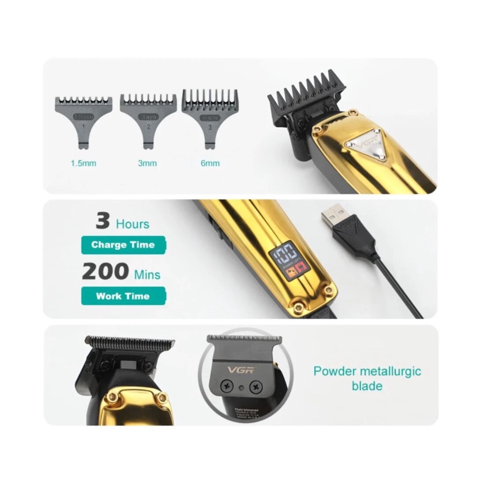 ماشین اصلاح موی سر و صورت وی جی ار مدل V-912 -  - 7