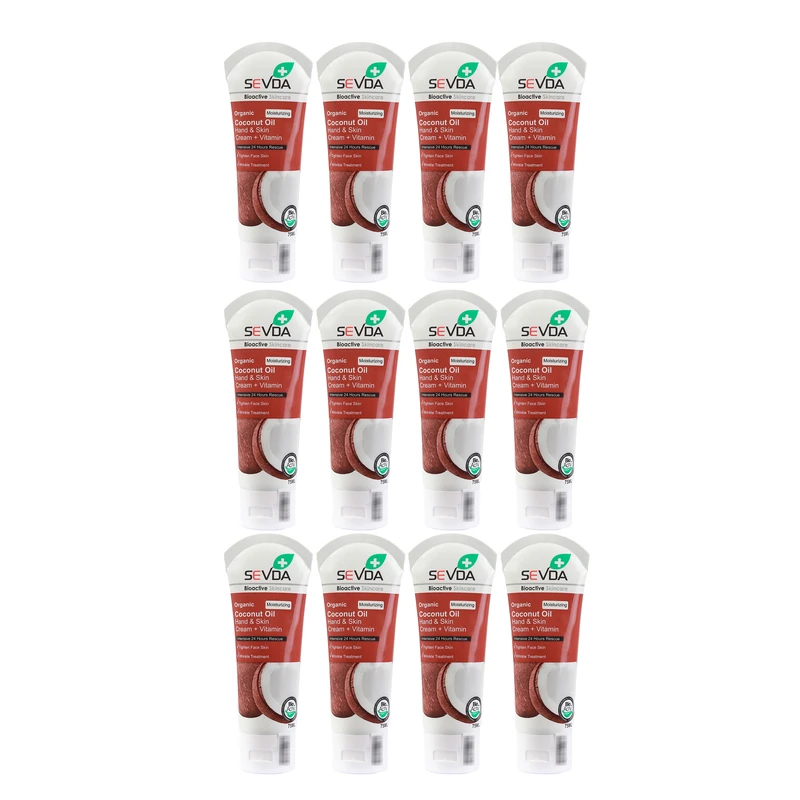 کرم آبرسان دست و صورت سودا مدل نارگیل مناسب برای پوست های معمولی حجم 75 میلی لیتر مجموعه 12 عددی