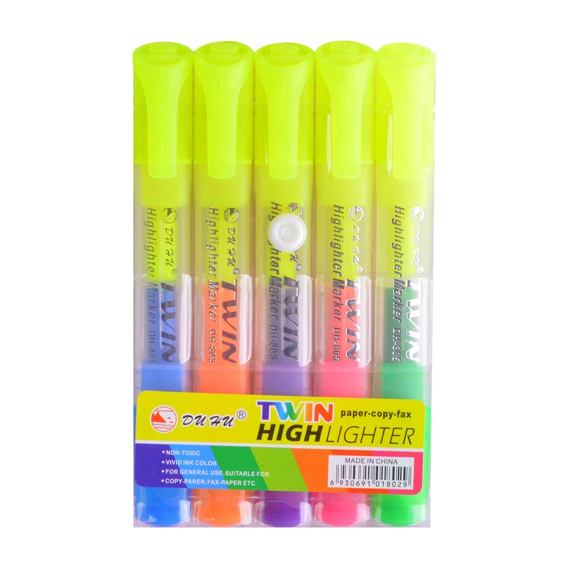 ماژیک علامت گذار مدل دو سر مجموعه 5 عددی