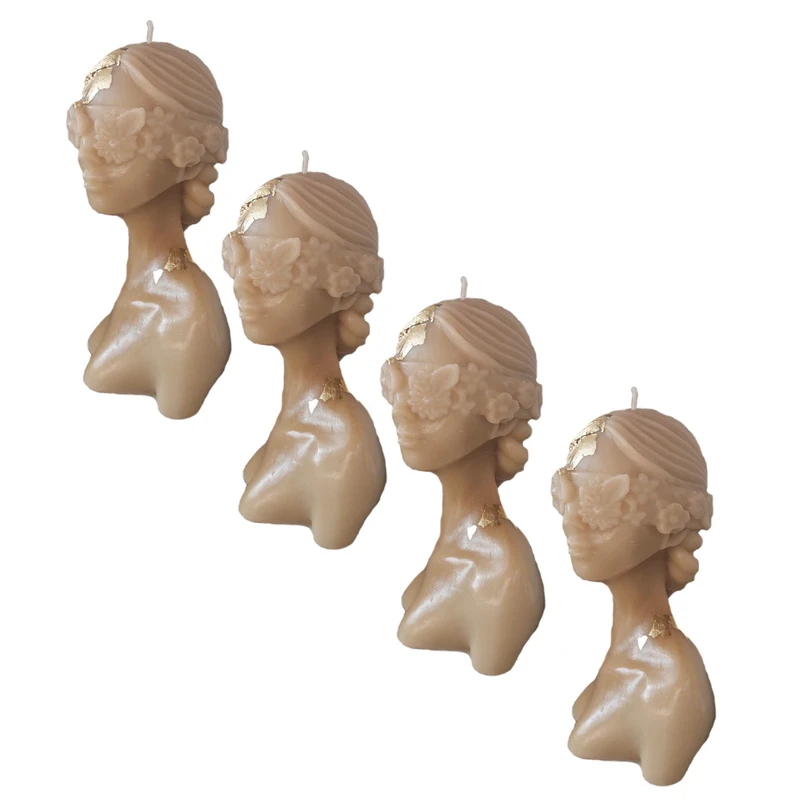 شمع دست ساز مدل ناتالی مجموعه 4 عددی