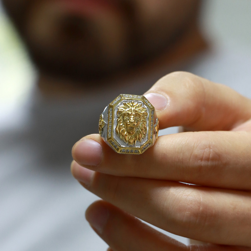 انگشتر نقره مردانه جی تی ای مدل شیر 75