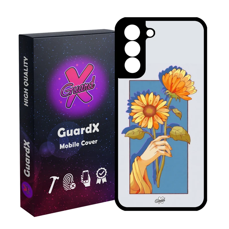 کاور گارد ایکس طرح گل و دست مدل Glass10675 مناسب برای گوشی موبایل سامسونگ Galaxy S21 FE