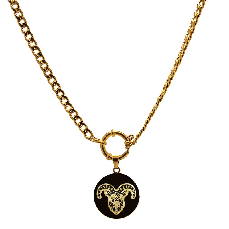 گردنبند زنانه مارک گلد مدل روکش طلا طرح ماه تولد فروردین کد GS01