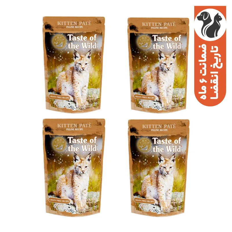 پوچ بچه گربه تیست آف د وایلد مدل Feline Recipe Kitten Pate طعم مرغ بسته 4 عددی