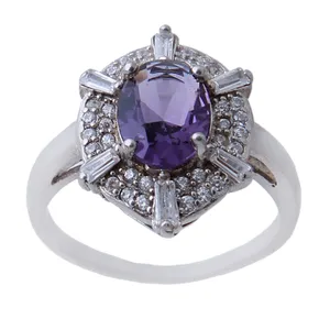  انگشتر نقره زنانه بازرگانی میلادی مدل آمیتیست کد AWR_710