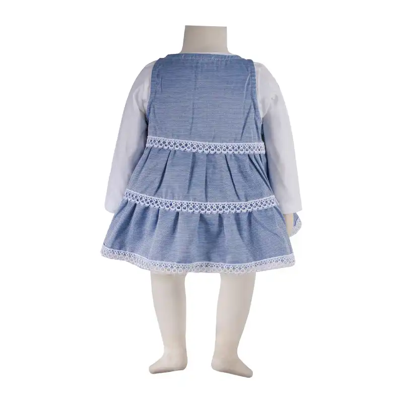 ست بادی و سارافون نوزادی آدمک مدل چیندار کد 127100 رنگ آبی