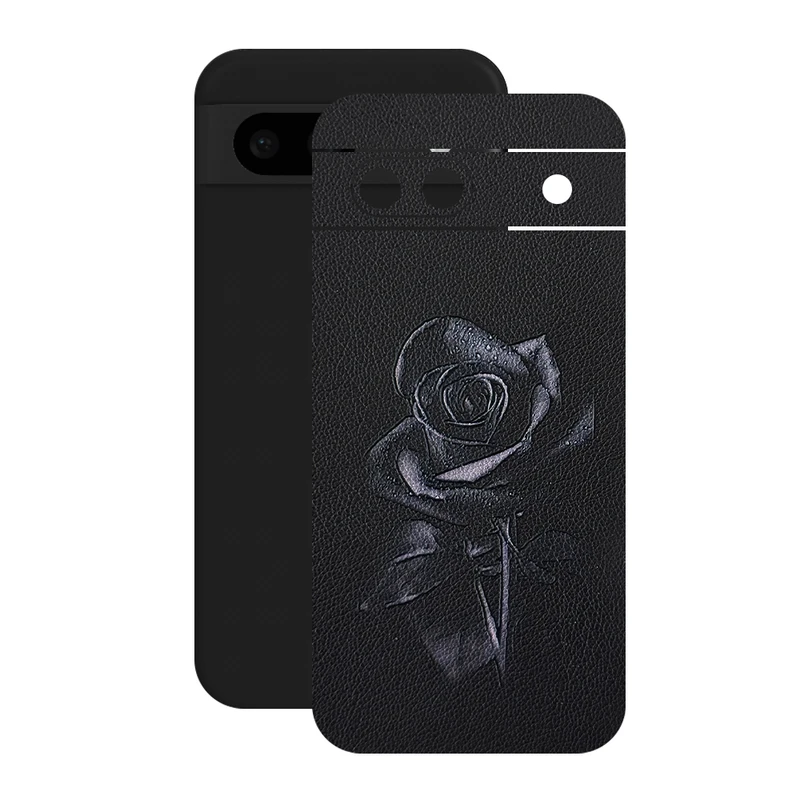 برچسب پوششی ریمکس مدل Leth طرح رز مشکی مناسب برای گوشی موبایل گوگل Pixel 8a