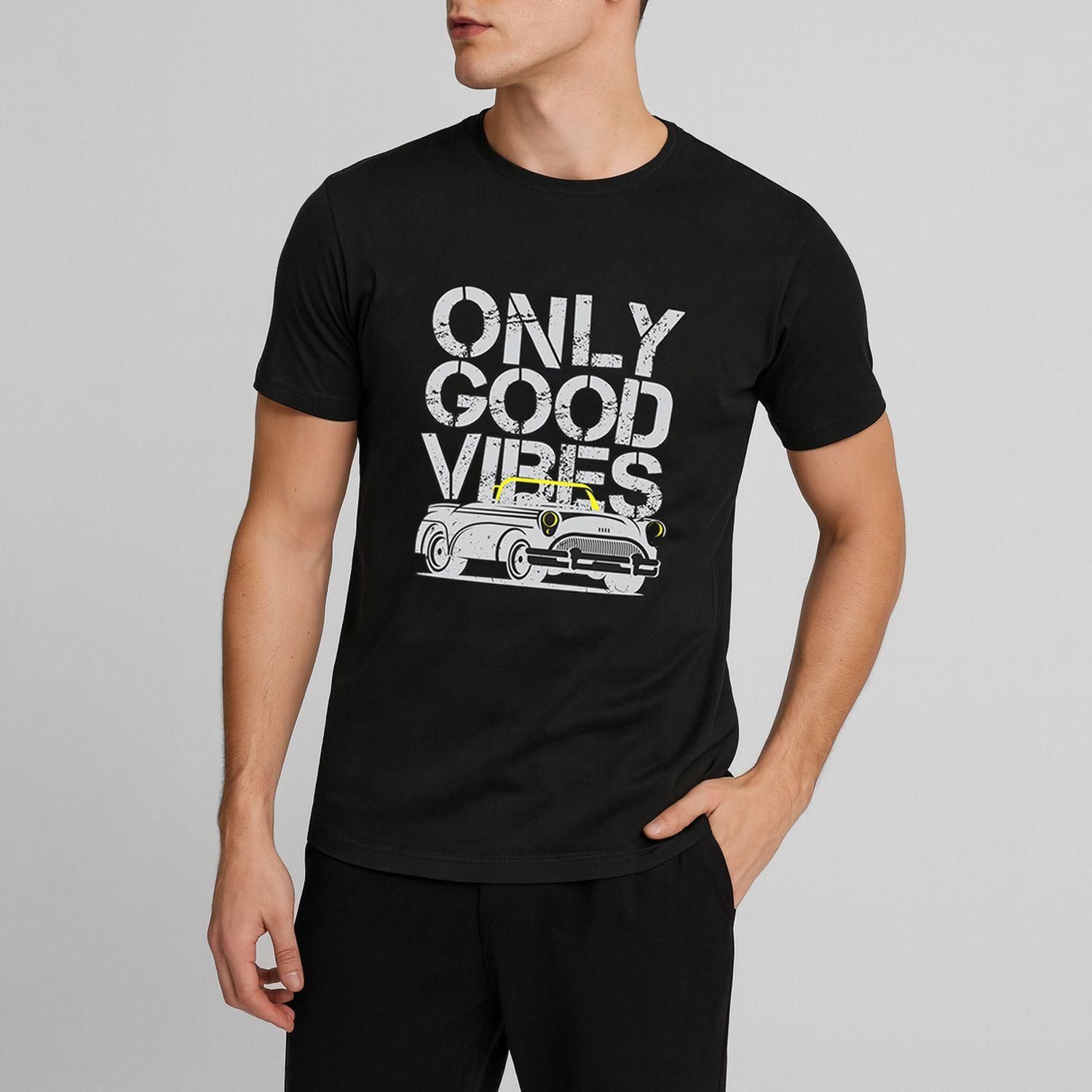 تی شرت آستین کوتاه مردانه موها فیتنس مدل ONLY GOOD VIBES - B -  - 1