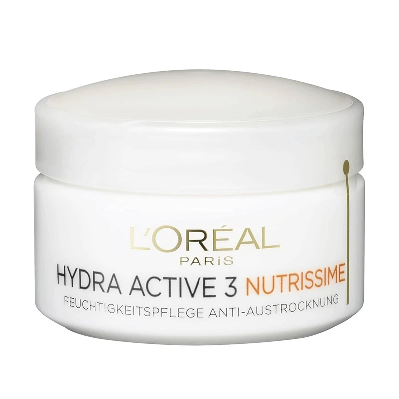 کرم آبرسان روز صورت لورآل پاریس مدل Hydra Active 3 Nutrissime مناسب برای انواع پوست حجم 50 میلی‌لیتر