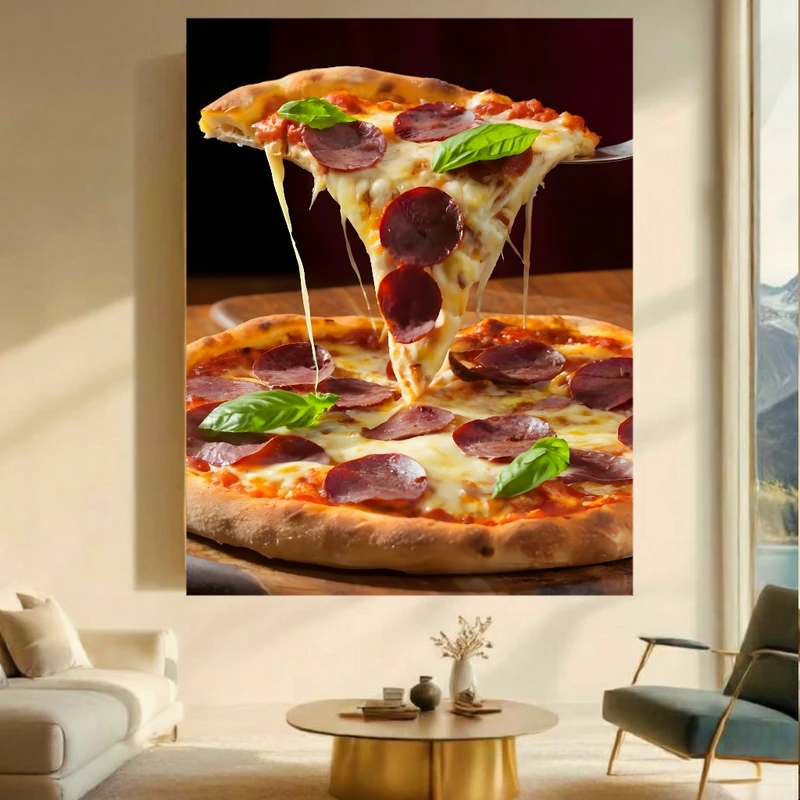 پوستر پارچه ای طرح مخمل پیتزا و ریحان کد BK23265