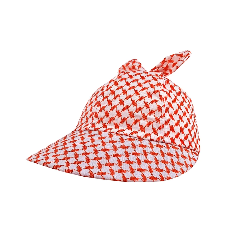 کلاه آفتابگیر دخترانه مدل فرکانسی رنگ قرمز