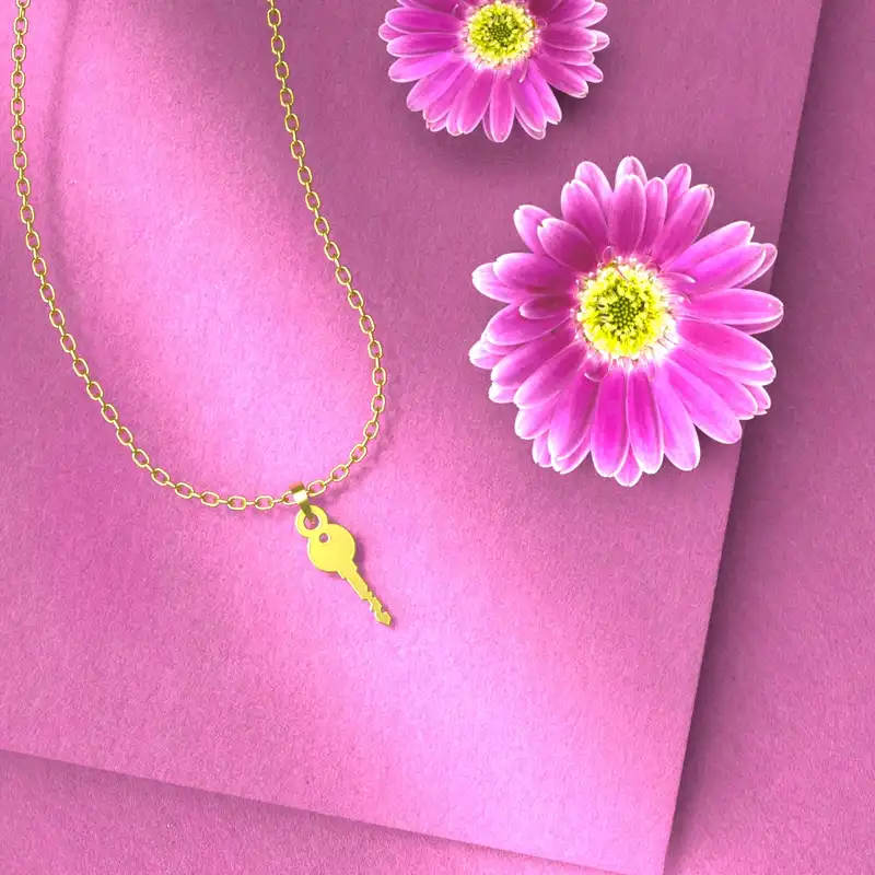 گردنبند طلا 18 عیار زنانه مدوپد مدل کلید کد F3-1-1106