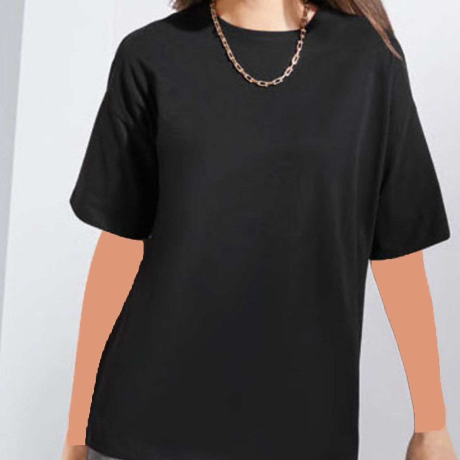 تی شرت اورسایز آستین کوتاه زنانه اسمارا مدل 382168 رنگ مشکی -  - 5