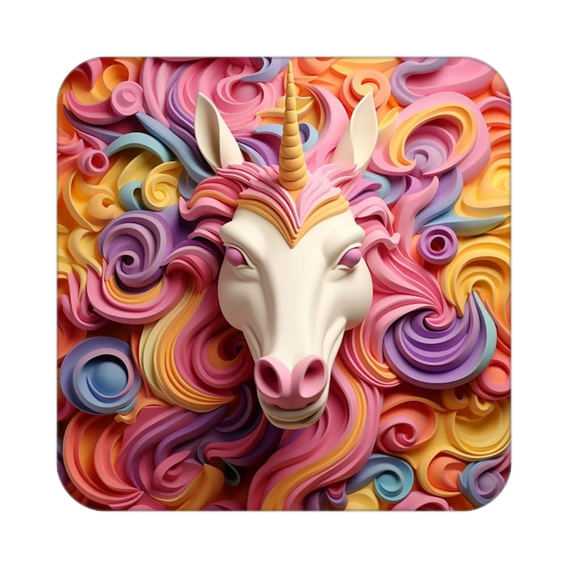 زیر لیوانی کاکتی طرح اسب تک شاخ و یونیکورن مدل mp30183