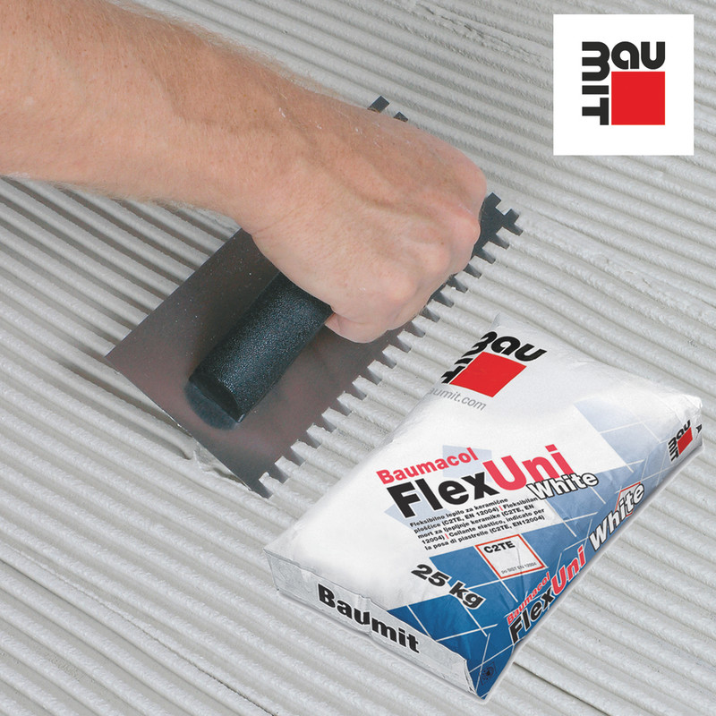 چسب كاشی و سرامیك بائومیت مدل فلكس یونی وایت وزن 25 كیلوگرم