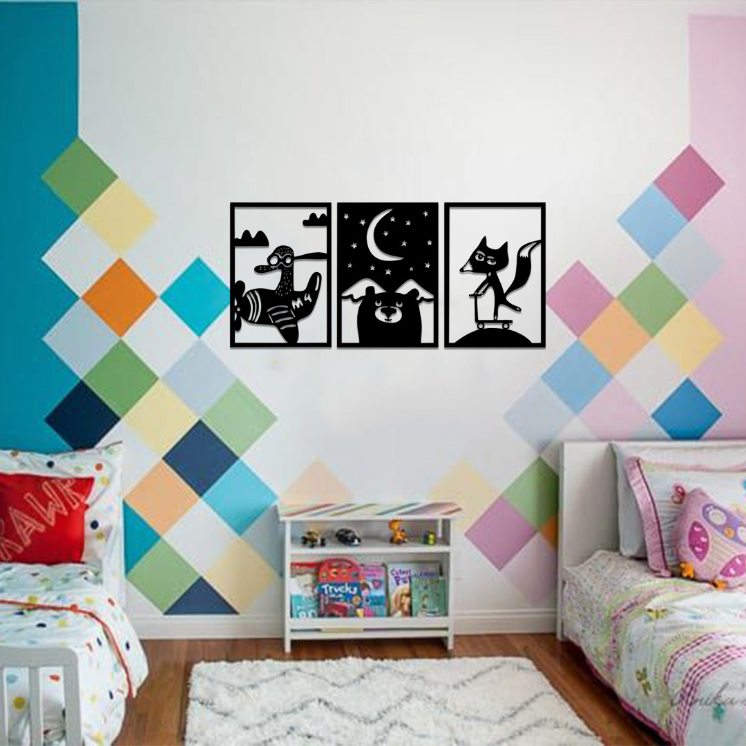 استیکر چوبی کودک مدل روباه و خرس و اردک