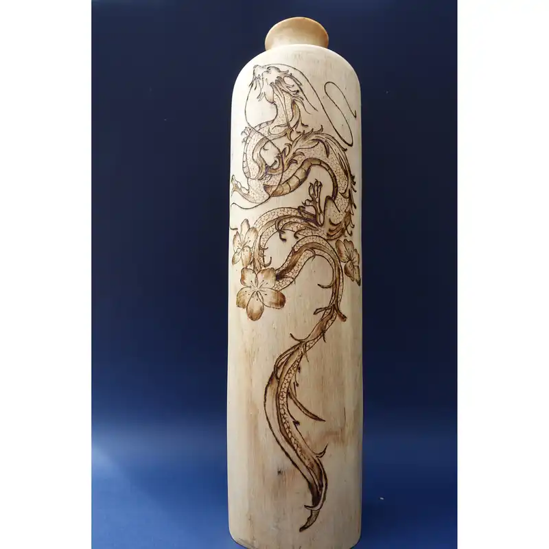 گلدان چوبی مدل دست ساز  طرح اژده ها