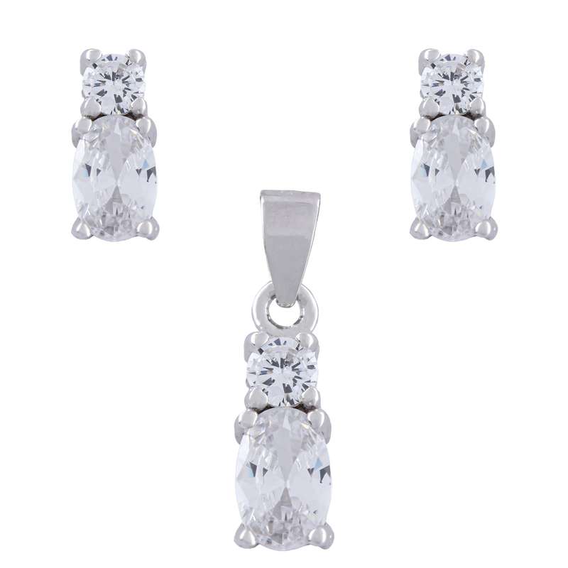 نیم ست نقره زنانه مدل دو نگین کد SHS-38 نیم ست نقره زنانه مدل دو نگین کد SHS-38