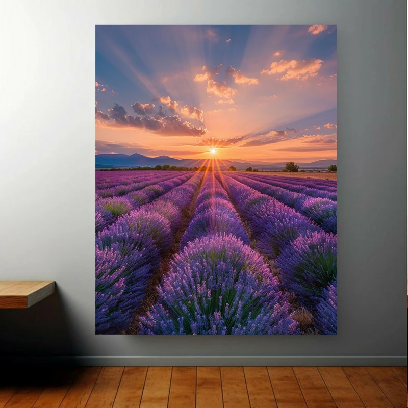  تابلو بوم طرح مخمل دشت گل مدل بنفشه کد FP104597