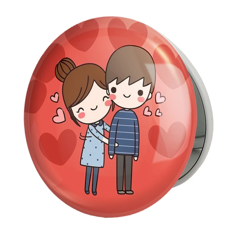 آینه جیبی خندالو طرح عاشقانه مدل تاشو کد 27130 