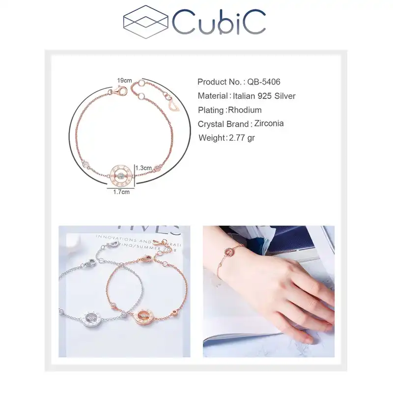 دستبند نقره زنانه کوبیک مدل QB-241115