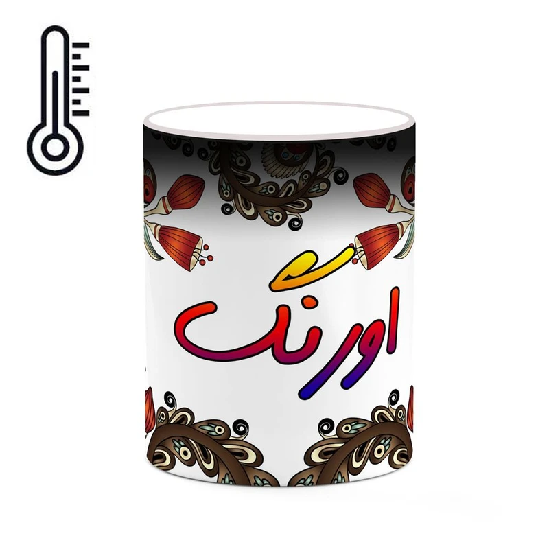 ماگ حرارتی کاکتی مدل اسم اورنگ طرح سنتی گل و بته کد mgh43937