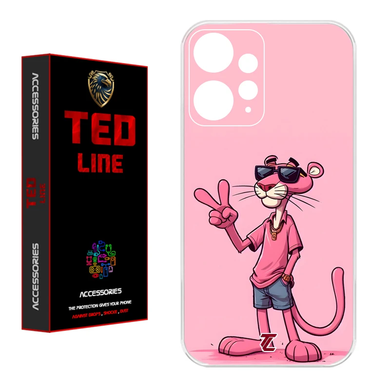 کاور تد لاین طرح پلنگ صورتی کد 1110 مناسب برای گوشی موبایل شیائومی Redmi Note 12 4G