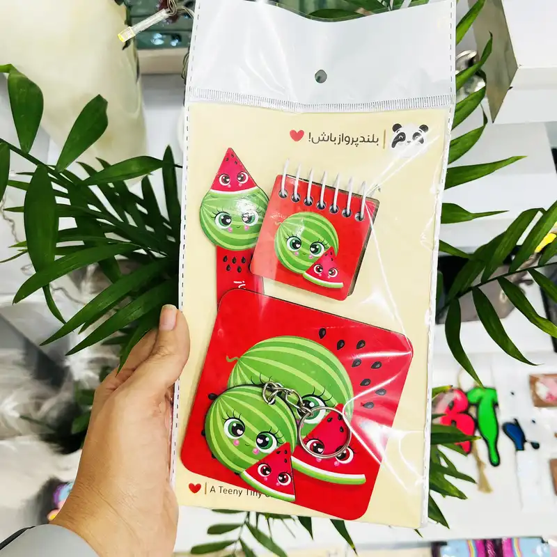 بسته لوازم تحریر مدل هندوانه فانتزی مجموعه 4 عددی