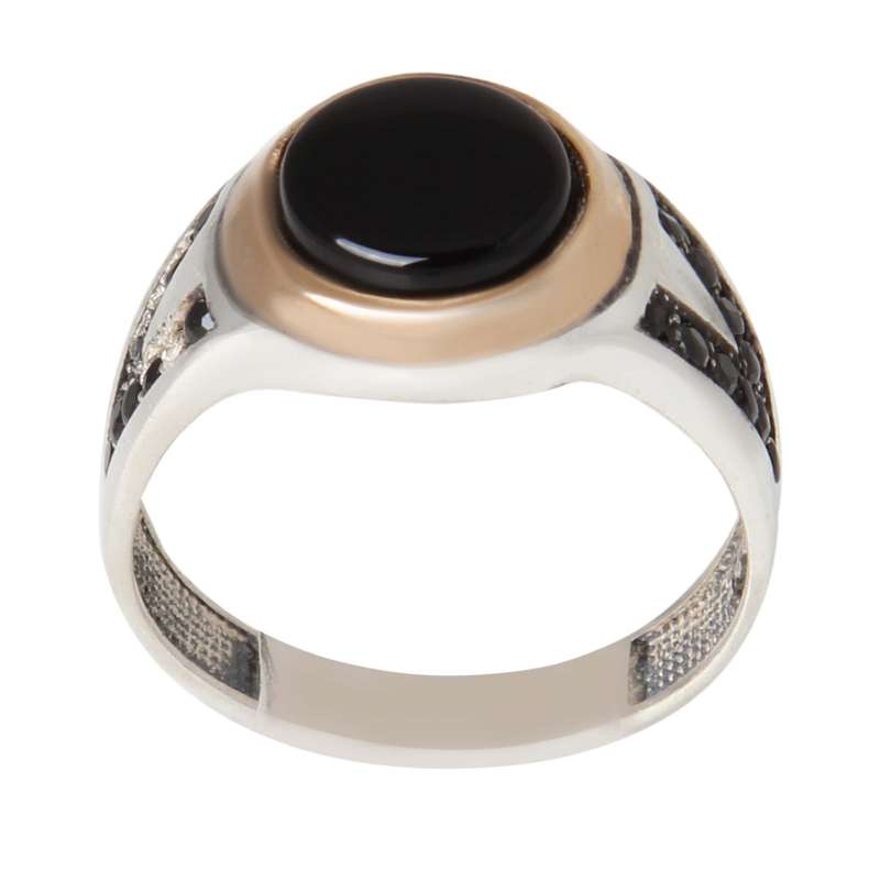 انگشتر نقره مردانه بازرگانی میلادی مدل سنگ عقیق کد AM_2288