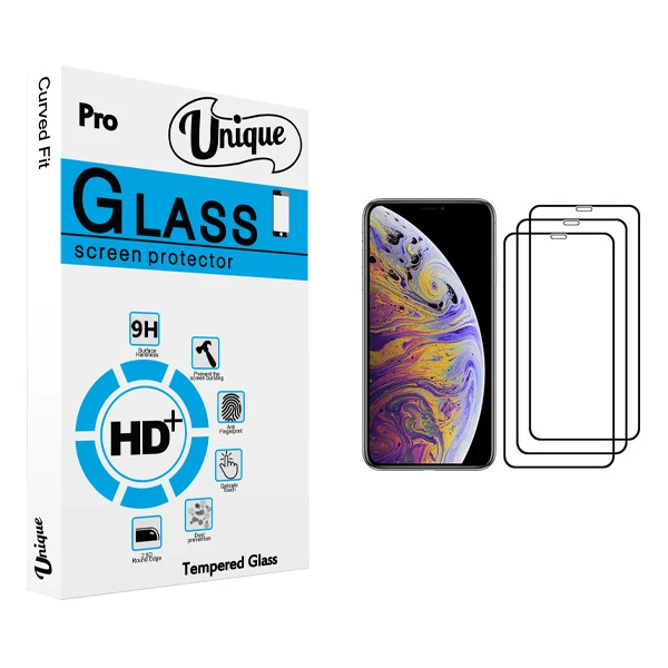 محافظ صفحه نمایش يونيک مدل +Clear مناسب برای گوشی موبایل اپل iPhone XS Max بسته سه عددی