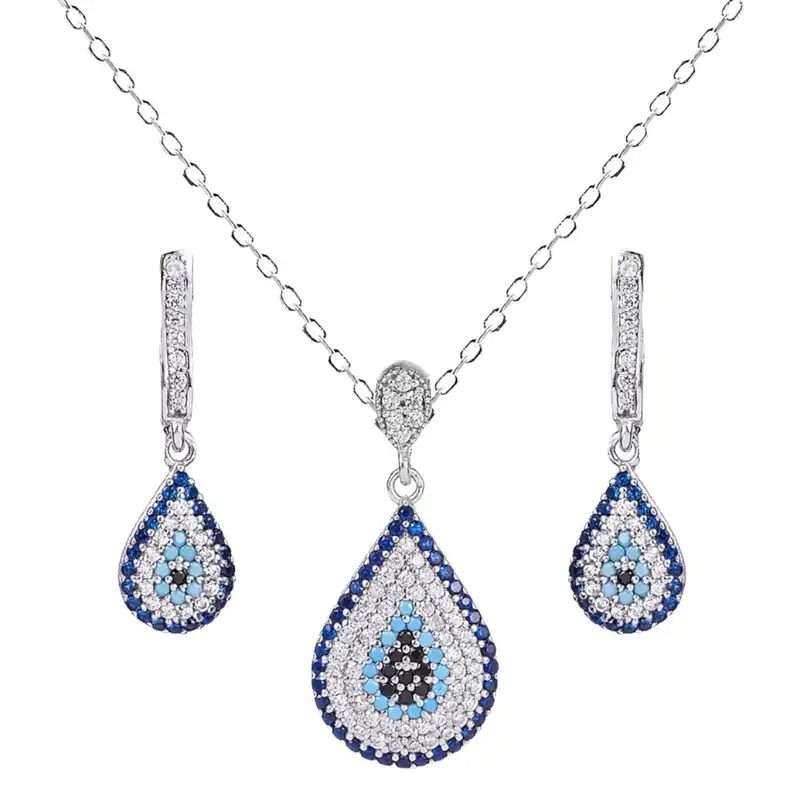 نیم ست نقره زنانه مدل چشم نظر کد 0138