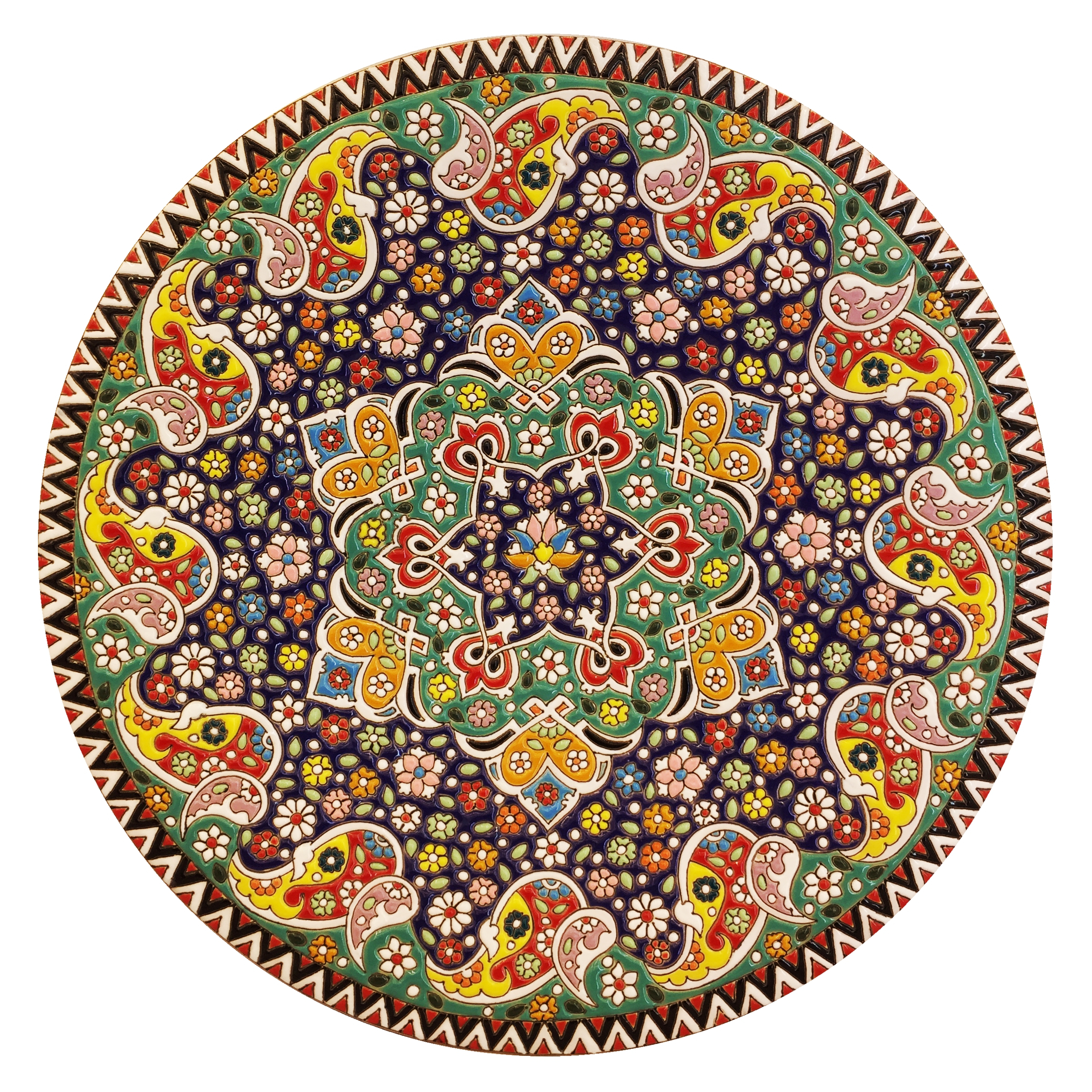 بشقاب میناکاری سفالی زمانیان کد ZMN30029