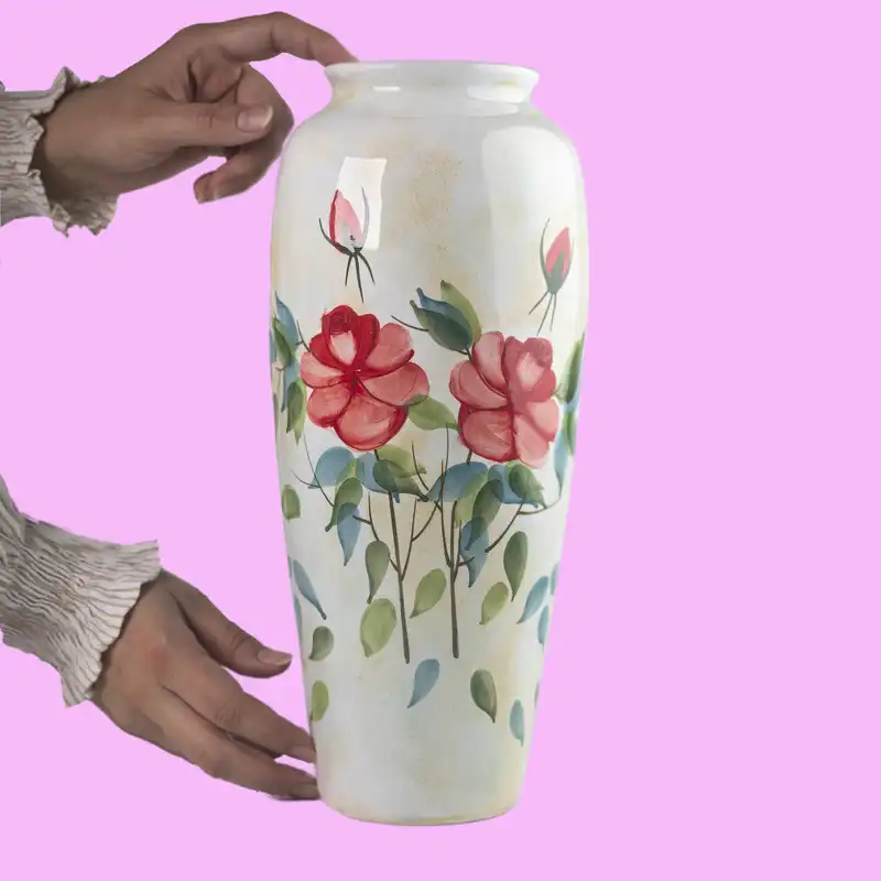 گلدان سفالی طرح نقاشی زیر لعابی کد D-2