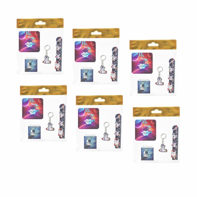 بسته لوازم تحریر مدل  4 تکه چوبی طرح فضانورد ناسا کد3 مجموعه 6 عددی