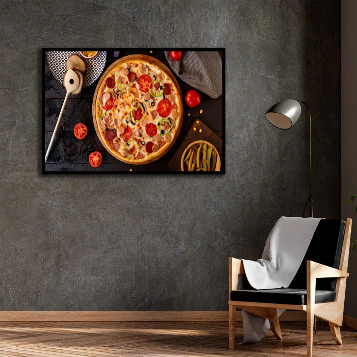 تابلو بکلیت طرح پیتزا مدل B-D2420 فریم مشکی