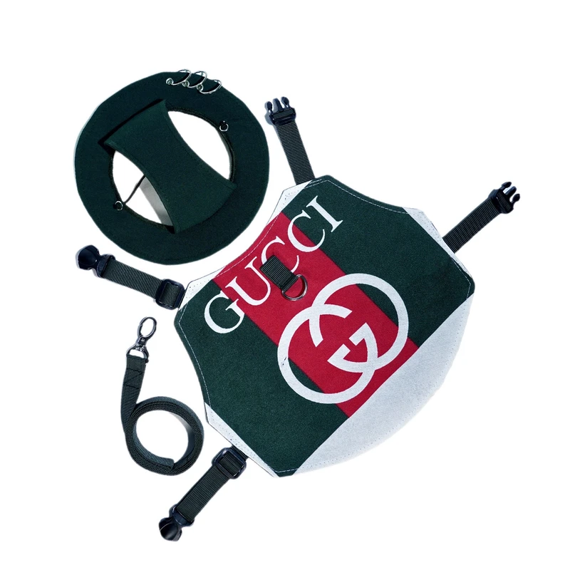 قلاده کتفی و بند قلاده سگ و گربه مدل G.o کد 5 به همراه کلاه مجموعه 3 عددی